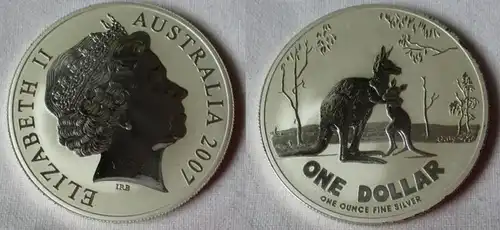 1 dollar argent pièce Australie géante rouge kangourou 2007 1 once Ag (134050)