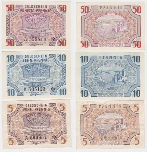 5,10 & 50 pfennig Billets Gouvernement régional Rhénanie-Palatinat 15.10.1947 (131934)