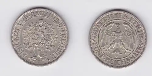 5 Mark Silber Münze Weimarer Republik Eichbaum 1928 F vz (135524)