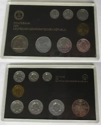 kompletter DDR Kursmünzensatz KMS mit 5 Mark Dresden 1985 Stgl. in OVP (104626)
