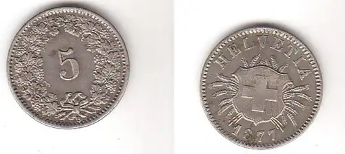 5 Rappen Nickel Münze Schweiz 1877 B (114622)