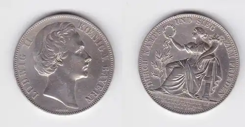 1 pièce d'argent gagnante Bayern Ludwig II 1871 f.vz (129949)
