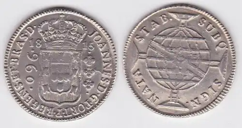 960 Reis Silber Münze Brasilien 1815 vz+ (141842)