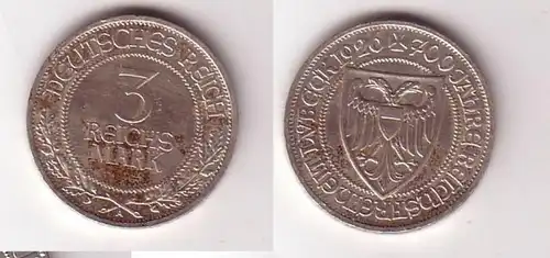 3 Mark Silber Münze 700 Jahre Reichsfreiheit Lübeck 1926 Jäger 323 (116234)