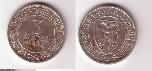 3 Mark argent pièce 700 ans liberté de choix Lubeck 1926 chasseur 323 (116234)