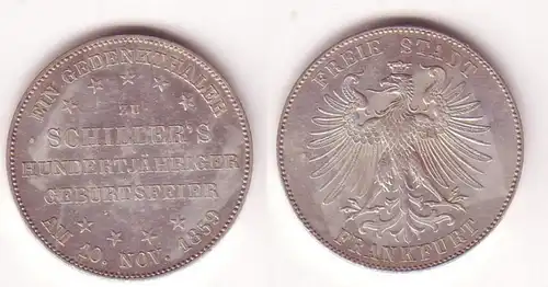 Silber Münze 1 Gedenktaler Freie Stadt Frankfurt 1859 vz/ Stgl. (104925)