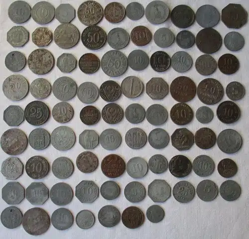 Petite collection de 87 pièces en argent d'urgence allemand vers 1920 (101097)