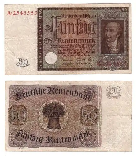 Banknote 50 Rentenmark 1934 Rosenberg Nr. 165 (108165)