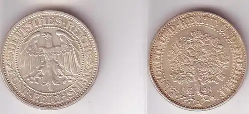 5 Mark Silber Münze Weimarer Republik Eichbaum 1928 A (BN3378)