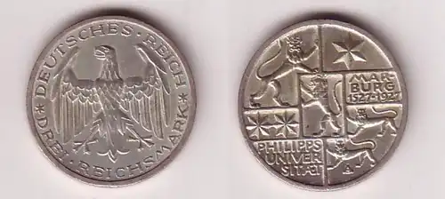 3 Mark Silber Münze Universität Marburg 1927 vz/Stgl. (116156)