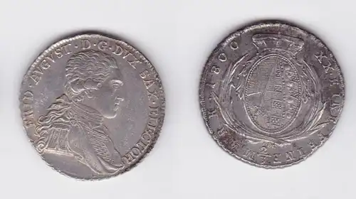 2/3 Taler Silber Münze Sachsen 1800 IEC (129892)