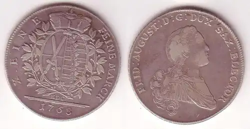 1 Taler Silber Muenze Sachsen 1768 EDC (105054)