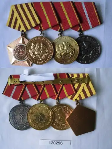DDR 4er Ordensspange Verdienstmedaille NVA Kampforden 900er Silber (120296)