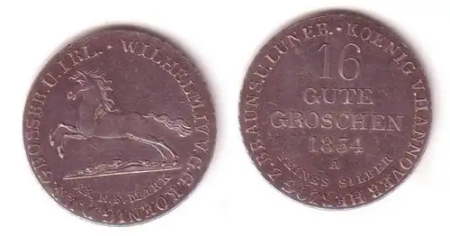 16 Gute Groschen Silber Münze Hannover 1834 A (109872)