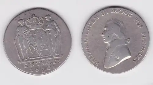 1 Taler Silber Münze Preussen Friedrich Wilhelm III 1801 B f.ss (151169)
