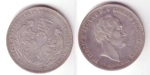 1 Taler Silber Münze Sterbetaler Friedrich August II. 1854 (105340)