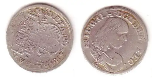 1/3 pièce d'argent Taler Argent Brandebourg Prussien 1671 IW (105365)