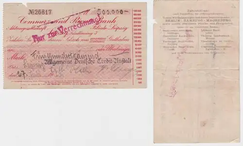 500000 Mark Banknote Commerz- & Privat Bank Leipzig 27.07.1923 (122258)
