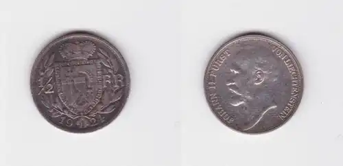 1/2 franc argent pièce Principauté de Liechtenstein 1924 vs (122385)