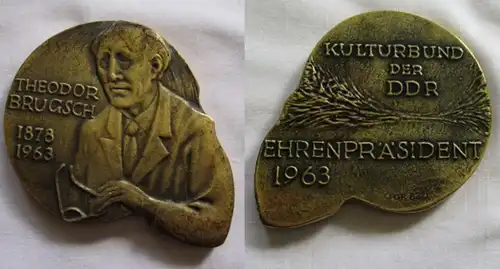 DDR Plakette Kulturbund - Theodor Brugsch 1878-1963 Ehrenpräsident KB (132132)