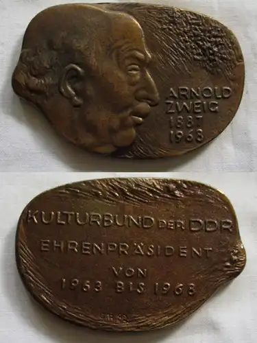 DDR Plakette Kulturbund - Arnold Zweig 1887-1968 Ehrenpräsident KB (130814)