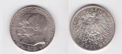 2 Mark pièce d'argent en Hesse 1904 400 anniversaire Philipp Jäger 74 pt. (131353)