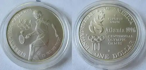 1 Dollar Silber Münze USA Olympiade 1996 Atlanta 1996 D Tennisspielerin (127018)