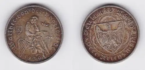 Silber Münze 3 Mark Walther von der Vogelweide 1930 E vz J.344 (156226)