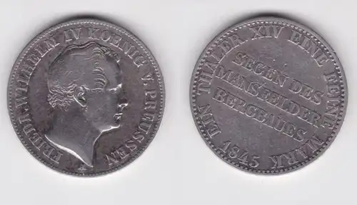 1 Taler Silber Münze Preussen Mansfelder Bergbau 1845 A ss (151192)