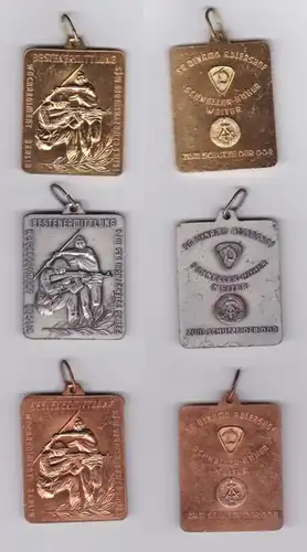3 médailles DDR MefS Wachtregiment Berlin en or, argent & bronze (120141)