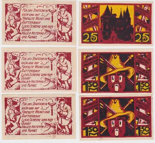 3 Banknoten Notgeld Magdeburg Künstlerverein St.Lucas o.D. (1921) (143872)