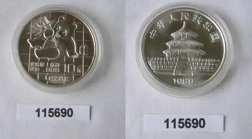 10 Yuan Silber Münze China Panda 1 Unze Feinsilber 1989 Stgl. (115690)