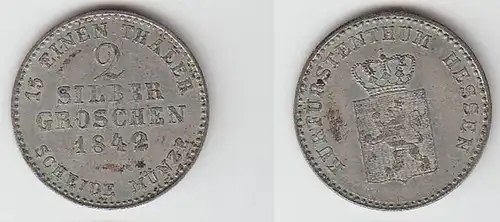 2 Silbergroschen Münze Hessen Kassel 1842 (MU5189)