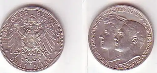3 Mark Silber Münze Sachsen Weimar Eisenach 1910 (MU0212)