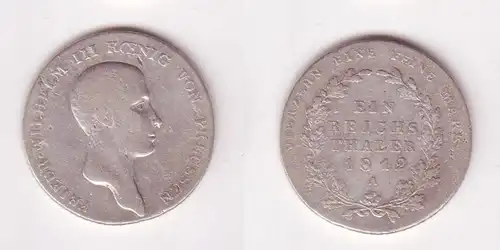 1 Reichstaler Silber Münze Preussen Fr. Wilhelm III 1812 A (105464)