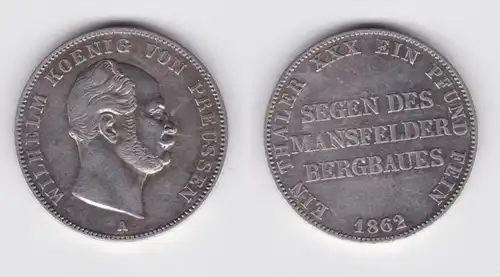 1 Taler Silber Münze Preussen Mansfelder Bergbau 1862 A ss+ (151449)