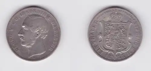 1 Ausbeutetaler 1 Feine Mark Silber Münze Hannover Georg V 1855 B (127309)