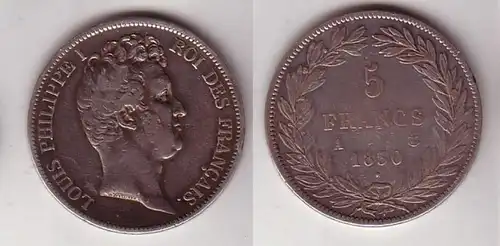 5 francs pièce d'argent France 1830 A ancre (114054)