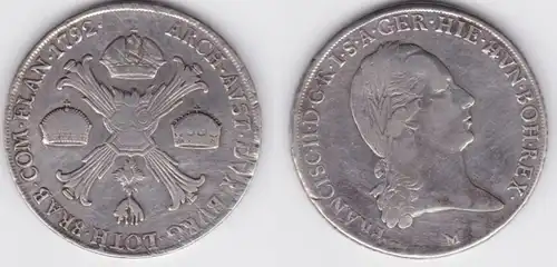 1 Taler Silber Münze Österreich Habsburg Franz II. 1792 M (155835)
