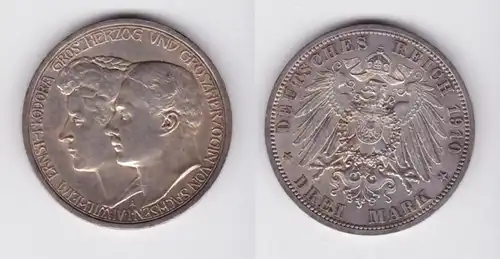 3 Mark pièce d'argent Saxe Weimar Eisenach 2. Mariage 1910 Chasseur 162 pcs (139994)
