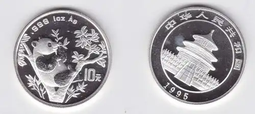 10 Yuan Silber Münze China 1995 Panda 1 Unze Silber (131448)
