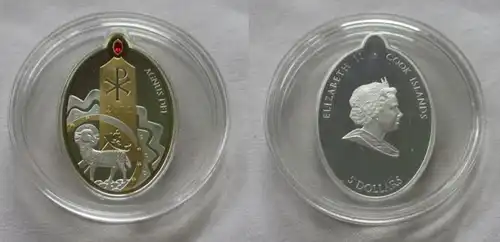 5 Dollar Silbermünze Cook Inseln 2011 Agnus Dei + Swarovskisteine (154219)