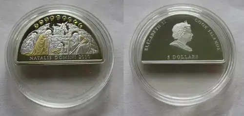 5 Dollar Silbermünze Cook Inseln 2010 Natalis Domini + Swarovskis (154455)
