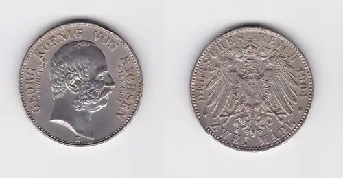 2 Mark argent pièce Saxe roi Georg 1904 sur la mort vz (135491)