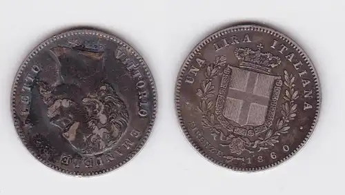 1 lire argent Pièce Italie 1860 Gouvernement provisoire Firenze (122503)