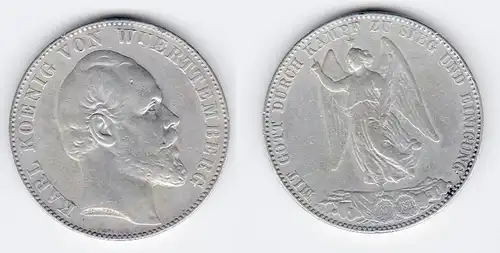 1 Siegestaler Silber Münze Württemberg 1871 (111935)