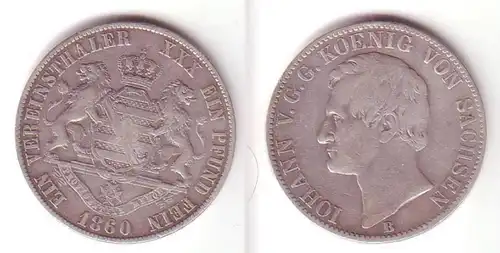 1 Vereinstaler Silber Münze Sachsen 1860 B (104951)