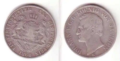 1 pièce d'argent associatif Saxe 1860 B (104951)