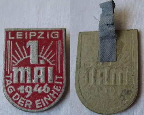 DDR Papp Abzeichen Medaille 1. Mai 1946 Tag der Einheit Leipzig (128543)