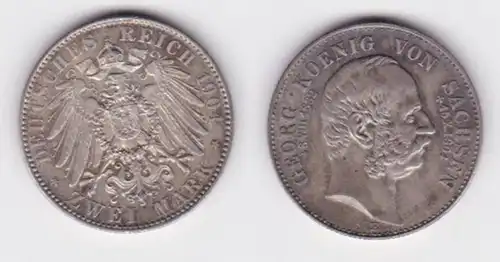 2 Mark argent pièce Saxe roi Georg 1904 sur la mort vs (141688)